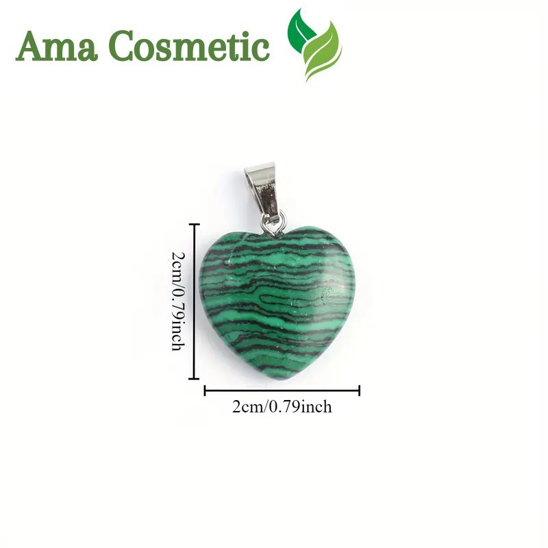 قلادة حجر المالاكيت الطبيعي بشكل قلب – رمز الحماية والطاقة الإيجابية
