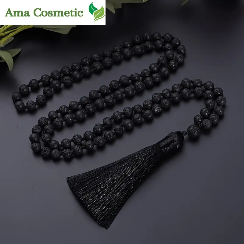 سبحة من حجر الحمم البركانية الطبيعي