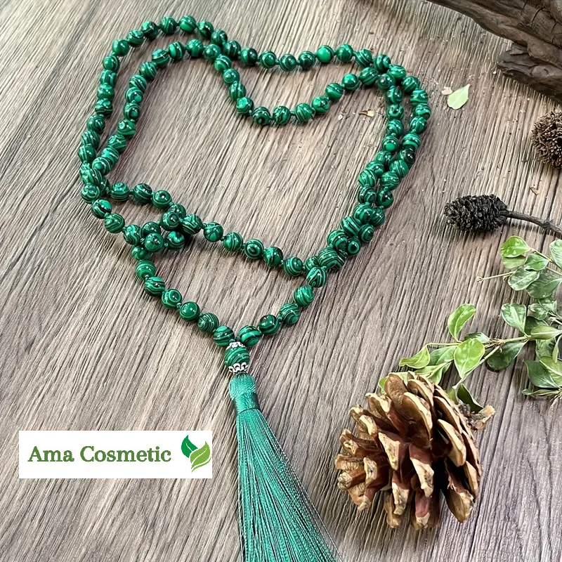 سبحة المالاكيت الطبيعية – حماية وجمال روحاني